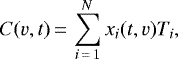 \begin{equation*}C(v,t)\,{=}\, \sum\limits_{i\,{=}\,1}^N x_i(t,v) T_i,\end{equation*}