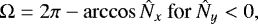 \begin{equation*}\Omega = 2\pi - \arccos \hat{N}_{x} \mbox{for $\hat{N}_{y} <0$,}\end{equation*}