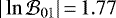 $|\ln\mathcal{B}_{01}|\,{=}\,1.77$