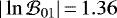 $|\ln\mathcal{B}_{01}|\,{=}\,1.36$