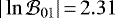 $|\ln\mathcal{B}_{01}|\,{=}\,2.31$