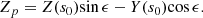 $$ \begin{aligned} {Z_p}={Z({s_0})}{\sin {\epsilon }}-{Y({s_0})}{\cos {\epsilon }} .\end{aligned} $$