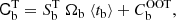 $$ \begin{aligned} \mathsf C ^\mathrm{T} _{\mathrm{b}} = S_{\rm b}^\mathrm{T} \; \Omega _{\rm b} \; \langle t_{\rm b} \rangle + C_{\rm b}^\mathrm{OOT} \text{,} \end{aligned} $$