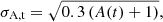 $$ \begin{aligned} \sigma _{\rm A,t} = \sqrt{0.3\,(A(t) + 1)}, \end{aligned} $$