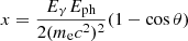 $ x = { \frac{E_\gamma E_{\mathrm{ph}}}{2 (m_{\mathrm{e}} c^2)^2}(1-\cos \theta)} $