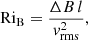 $$ \begin{aligned} \mathrm{Ri}_{\mathrm{B}}= \frac{\Delta B\, l}{{ v}_{\text{rms}}^2}, \end{aligned} $$