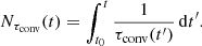 $$ \begin{aligned} N_{\tau _{\rm conv}}(t) = \int _{t_0}^{t} \frac{1}{\tau _{\rm conv}(t^{\prime })}\,\mathrm{d}t^{\prime }. \end{aligned} $$