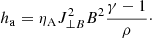 $$ \begin{aligned} h_{\rm a} = \eta _{\rm A} {J}_{\perp B}^2 B^2 \frac{\gamma -1}{\rho }\cdot \end{aligned} $$