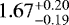 $1.67^{+0.20}_{-0.19}$