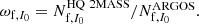 $$ \begin{aligned} \omega _{\mathrm{f}, {I}_{0}} = {N}^{\mathrm{HQ\,\,2MASS}}_{\mathrm{f}, {I}_{0}}/{N}^{\mathrm{ARGOS}}_{\mathrm{f}, {I}_{0}}. \end{aligned} $$