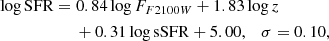 $$ \begin{aligned}&\log \mathrm{SFR} = 0.84 \log F_{F2100W}+1.83 \log z \nonumber \\&\qquad \qquad \qquad +0.31 \log \mathrm{sSFR}+5.00, \quad \sigma =0.10, \end{aligned} $$