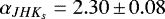 $\alpha_{JHK_s} = 2.30\,{\pm}\,0.08$