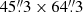 $ 45{{\overset{\prime\prime}{.}}}3 \times 64{{\overset{\prime\prime}{.}}}3 $