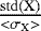 $\frac{\mathrm{std}(\mathrm{X})}{<\sigma_{\mathrm{X}}>}$