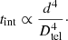 $$ \begin{aligned}&t_{\rm int} \propto \frac{d^4}{D_{\rm tel}^4}\cdot \end{aligned} $$