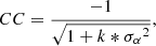 $$ \begin{aligned} CC=\frac{-1}{\sqrt{1+k*{\sigma _\alpha }^2}},\\ \end{aligned} $$
