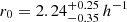 $ r_0 = 2.24^{+0.25}_{-0.35}\,h^{-1} $