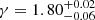 $ \gamma=1.80^{+0.02}_{-0.06} $