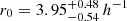 $ r_0=3.95^{+0.48}_{-0.54}\,h^{-1} $