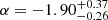 $ \alpha=-1.90 ^{+0.37} _{-0.26} $