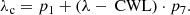 $$ \begin{aligned} \lambda _\text{c}= p_1 + (\lambda -\text{ CWL})\cdot p_7 . \end{aligned} $$
