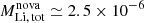 $ M^{\mathrm{nova}}_{\mathrm{Li,\,tot}} \simeq 2.5 \times 10^{-6} $