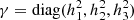 $ \gamma = {\rm diag}(h^2_1, h^2_2, h^2_3) $