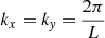 $ k_x = k_{\mathit{y}} = \frac{2 \pi}{L} $