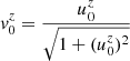 $ \mathit{v}^z_0 = \frac{u^z_0}{\sqrt{1 + (u^z_0)^2}} $