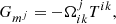 $$ \begin{aligned} G_{m^j} = - \Omega ^{j}_{ik} T^{ik}, \end{aligned} $$