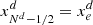 $ x^d_{N^d-1/2} = x^d_e $