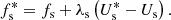 $$ \begin{aligned} f_{\rm s}^* = f_{\rm s} + \lambda _{\rm s} \left( U^*_{\rm s} - U_{\rm s} \right). \end{aligned} $$