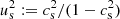 $ u_{\rm s}^2 := c_{\rm s}^2 / (1 - c_{\rm s}^2) $