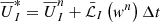 $$ \begin{aligned}&\overline{{U}}^*_I = \overline{{U}}^n_I + \bar{\mathcal{L} }_I\left({ w}^n\right) \Delta t \end{aligned} $$