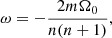 $$ \begin{aligned} \omega =-\frac{2 m \Omega _0}{n(n+1)}, \end{aligned} $$