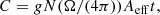 $$ \begin{aligned} C = g N (\Omega / (4 \pi )) A_{\rm eff} t, \end{aligned} $$