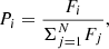 $$ \begin{aligned} P_i = \frac{F_i}{\Sigma _{j=1}^{N} F_j}, \end{aligned} $$