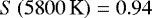 $S\left(5800\,\textrm{K}\right)=0.94$