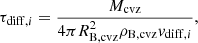 $$ \begin{aligned} \tau _{\mathrm{diff},i}=\frac{M_{\rm cvz}}{4\pi R_{\rm B, cvz}^2 \rho _{\rm B, cvz} v_{\mathrm{diff}, i}}, \end{aligned} $$