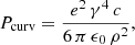 $$ \begin{aligned} P_{\rm curv} = \dfrac{e^{2}\,\gamma ^{4}\,c}{6\,\pi \,\epsilon _{0}\,\rho ^{2}} , \end{aligned} $$