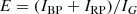 $$ \begin{aligned} E = (I_{\rm BP} + I_{\rm RP}) / I_G \end{aligned} $$
