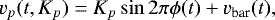 \begin{equation*}v_p(t, K_p)= K_p \sin{2 \pi \phi (t) + v_{\textrm{bar}}(t)},\end{equation*}
