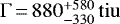 $ \Gamma\,{=}\,880^{+580}_{-330} {\,\mathrm{tiu}} $