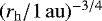 $ ({r_{\mathrm{h}}} / 1 {\,\mathrm{au}})^{-3/4} $