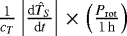 $ \frac{1}{c_T} \left | \frac{\textrm{d}\hat{T}_S}{\textrm{d}t} \right | \,{\times}\, \left (\frac{P_{\mathrm{rot}}}{1 {\,\mathrm{h}}} \right) $