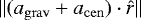$ \| ({a}_{\mathrm{grav}} + {a}_{\mathrm{cen}}) \cdot {\hat{{r}}} \| $