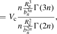 $$ \begin{aligned}&=V_{\rm c}\frac{n\frac{R_{\rm e}^3}{b_n^{3n}}\Gamma (3n)}{n\frac{R_{\rm e}^2}{b_n^{2n}}\Gamma (2n)}, \end{aligned} $$