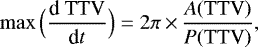 \begin{equation*}\max \Big(\frac{\textrm{d TTV}} {\textrm{d}t} \Big) = 2\pi \,{\times}\,\frac {A(\textrm{TTV})}{P(\textrm{TTV})},\end{equation*}
