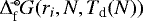 $\Delta_{\textrm{f}}^{{\hspace{0.1ex}\circ\hspace{-1.2ex}-}}G(r_i, N, T_{\textrm{d}}(N))$