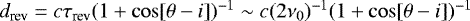 $d_{\textrm{rev}}=c\tau_{\textrm{rev}}(1+\cos[\theta-i])^{-1}\sim c(2\nu_{0})^{-1}(1+\cos[\theta-i])^{-1}$